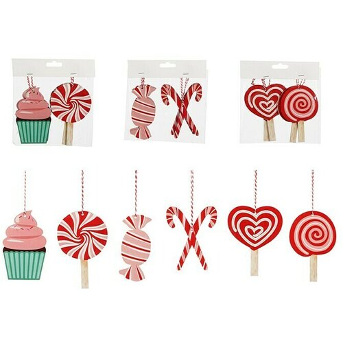  ukrasi za božićno drvce slatki&amp;scaron;i (crvena, bijela, plastika, 2 kom., 18 x 18 cm) Slike