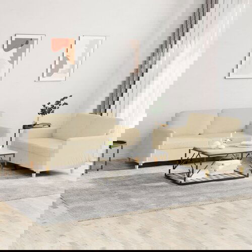 vidaXL Sedežna garnitura 2-delna z blazinami krem blago Cene