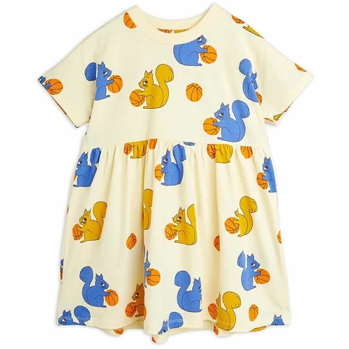 Mini Rodini Dječja pamučna haljina boja: žuta, mini, širi se prema dolje