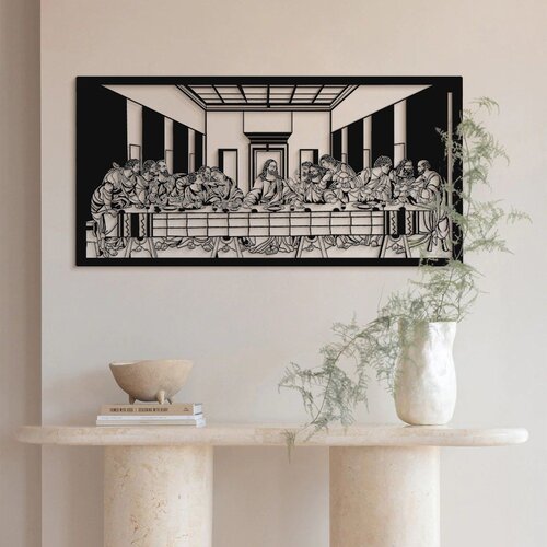 Wallity Zidna dekoracija Posljednja večera - APT380, 46x95cm, Crna Cijene