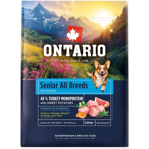 Ontario Senior All Breeds Monoprotein - puran in sladki krompir 2,25 kg Cene