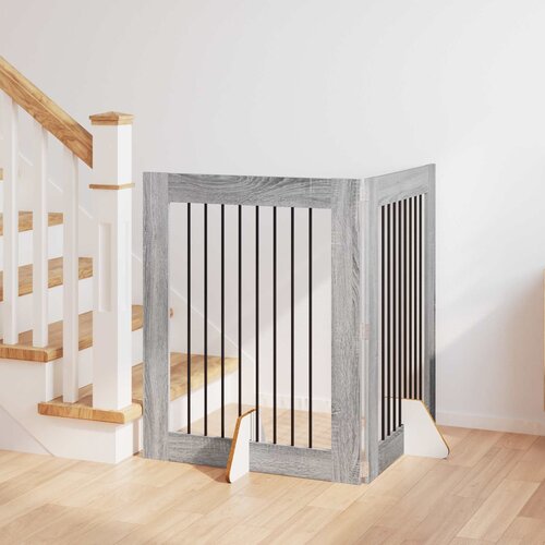  Vrata za pse s postoljem 2 pcs Siva sonoma 80 x 100 cm Cene