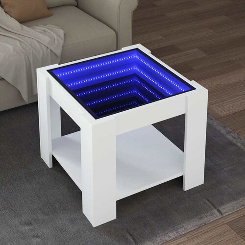  Stolić za kavu LED bijeli 53x53x45 cm od konstruiranog drva Cijene