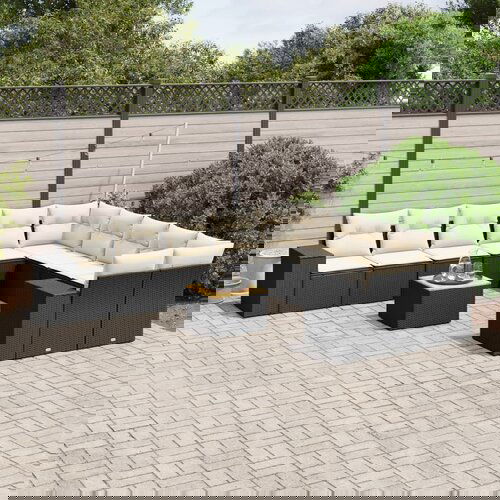 vidaXL 11-dijelni set vrtnih sofa od poliratana s jastucima crni Cijene