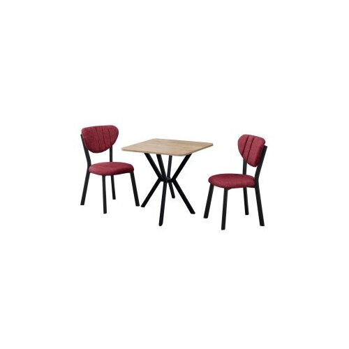 Hanah home Set Trpezarijski sto i 2 stolice Elma Burgundy Walnut Cene