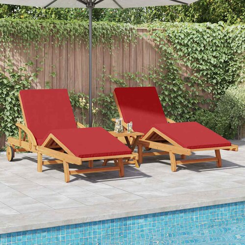  Ležaljka 3 pcs Crvena 200 x 67 x 84 cm Čvrsto drvo akacije Cene