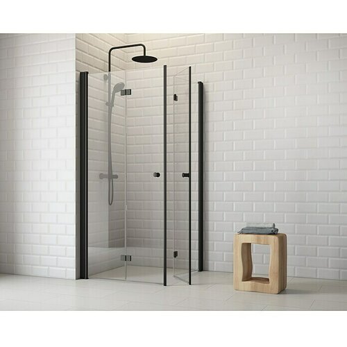 BAUHAUS Kotni tuš Light Bifold (80 x 80 x 190 cm, Prevlečena, Debelina: 5 mm, Črne barve) productname.garantie.plussign garancija 2 leti Cene