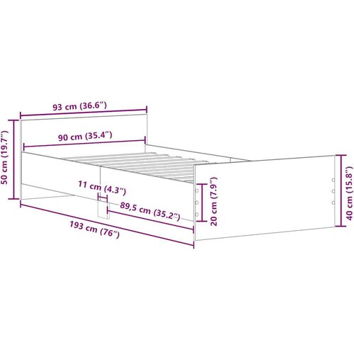 VidaXL Okvir kreveta bez madraca staro drvo 90x190 cm Slike
