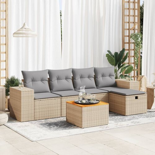 vidaXL 6-dijelni set vrtnih sofa s jastucima bež od poliratana Cijene