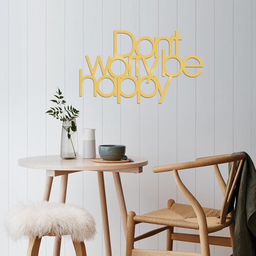 Wallity zidna dekoracija dont worry be happy, 50 x 30 cm, zlatne boje Cene