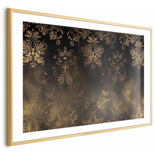  Plakat - Dark Baroque Patterns with Golden Accents 90x60 Zlatni okvir s margom Cene