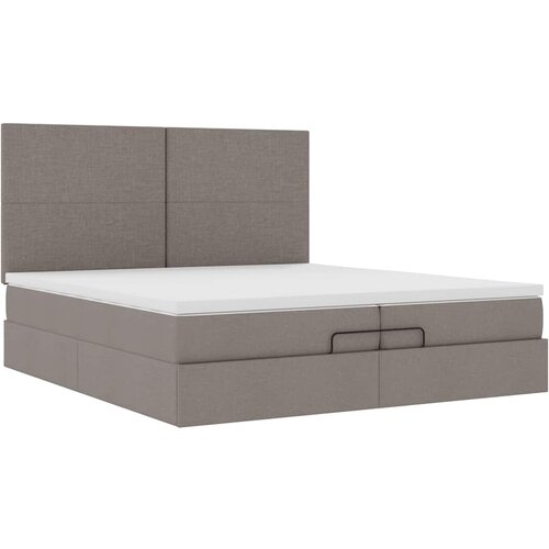 vidaXL Otomanski posteljni okvir z vzmetnicami taupe 200x200 cm blago, (21653381) Cene