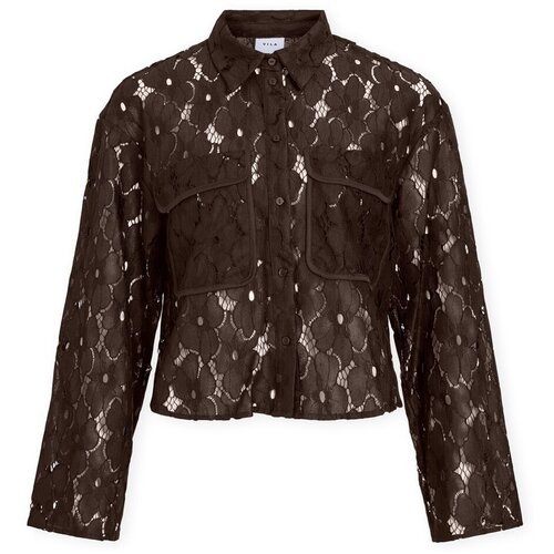 Vila Topi &amp;amp; Bluze Tonato Shirt - Coffee Bean Kostanjeva Slike