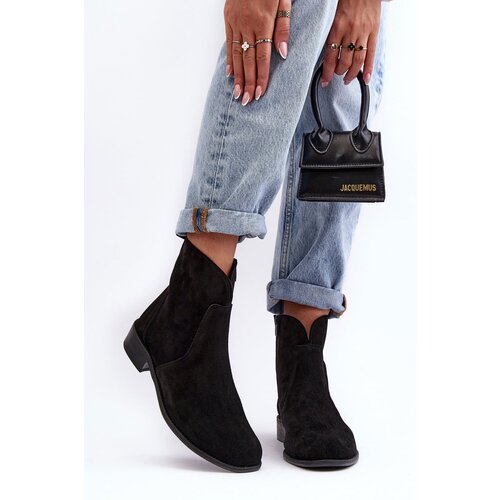 Nicole Women's Suede Boots with Zipper Black 2829 Cene