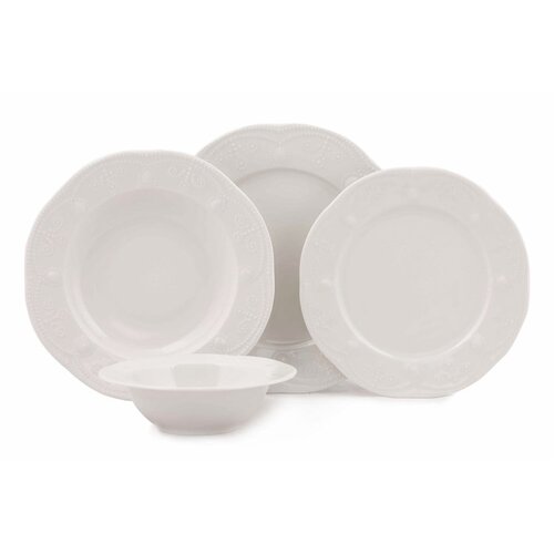 K&amp;uuml;tahya Porselen 24-delni jedilni servis iz porcelana Kutahya Stitched Slike