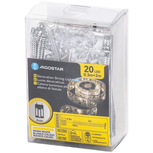 Aigostar LED lanac 20xLED/3xAA 2m topla bela, srebrna Slike