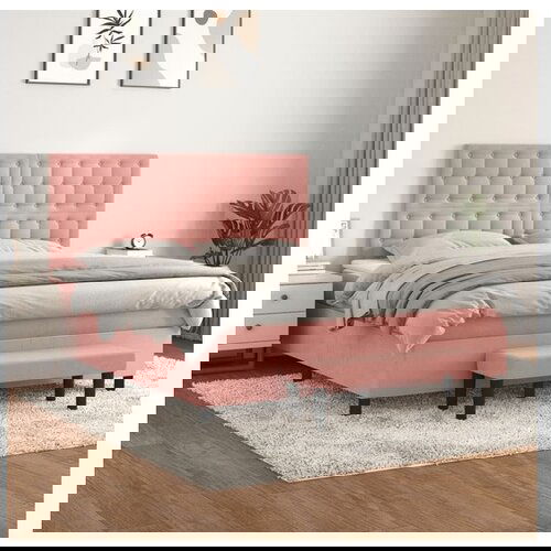 VidaXL Box spring postelja z vzmetnico roza 180x200 cm žamet Slike