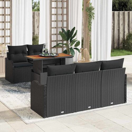  Sjedeća garnitura za vrt 6 kom. Crna poliratan 100 x 55 x 73 cm Slike