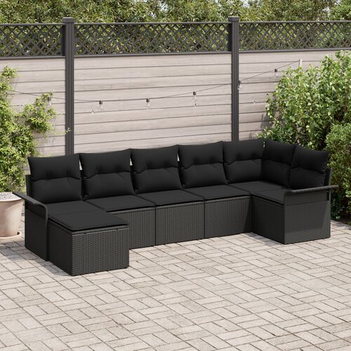 VidaXL Set vrtnih sofa s jastučićima Crni Poliratan Slike