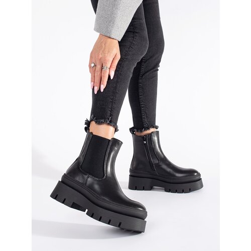 SEASTAR Women's black Chelsea boots on a platform Cene