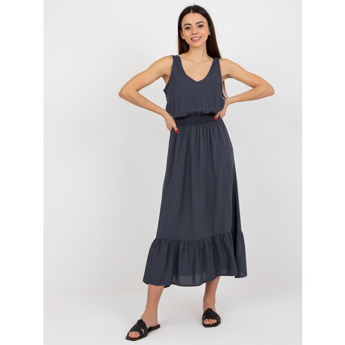 Fashion Hunters FRESH MADE dark blue sleeveless maxi dress with frill Slike