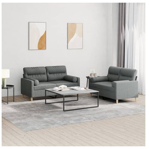 VidaXL 2-dijelni set sofa s jastucima tamnosivi od tkanine Slike