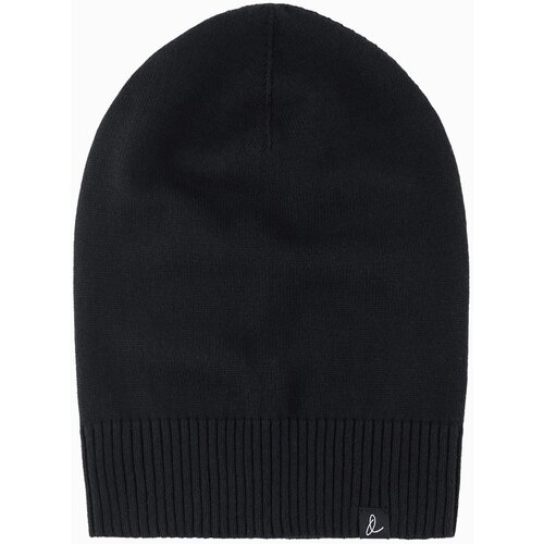 Ombre Męska zimowa czapka beanie z bawełnianej dzianiny &amp;ndash; czarna Slike