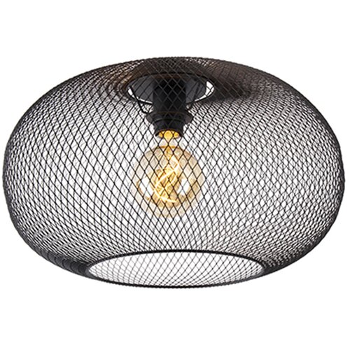QAZQA Moderna stropna svetilka črna 45 cm - Mesh Ball Slike