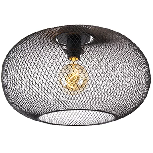 QAZQA Moderna stropna svetilka črna 45 cm - Mesh Ball