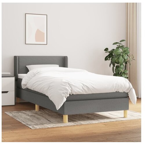  Box spring postelja z vzmetnico temno siva 90x200 cm blago Cene