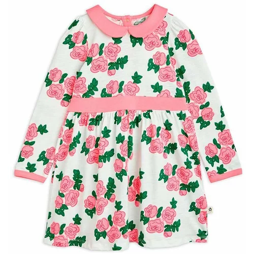 Mini Rodini Dječja pamučna haljina boja: ružičasta, mini, širi se prema dolje