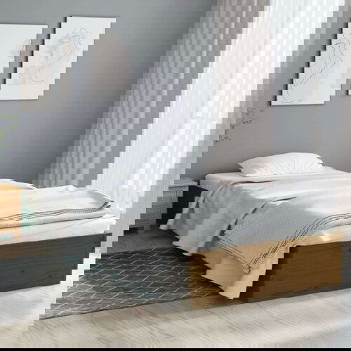  Posteljni okvir medeno rjav iz trdnega lesa 75x190 cm 2FT6, (20684863) Slike