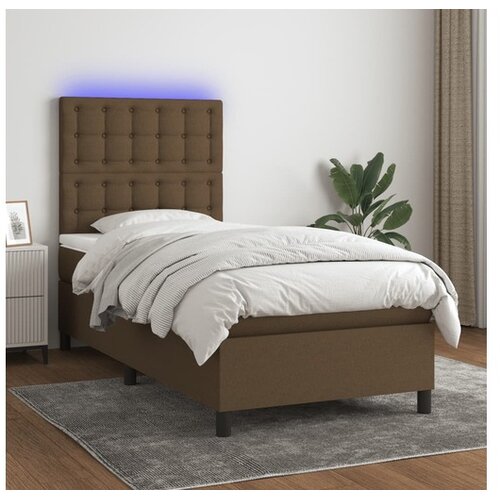 Krevet box spring s madracem LED tamnosmeđi 100x200 cm tkanina Cene