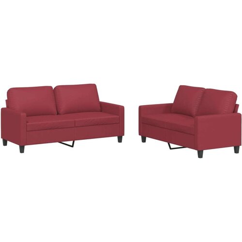 VidaXL 2-dijelni set sofa s jastucima boja vina od umjetne kože Slike