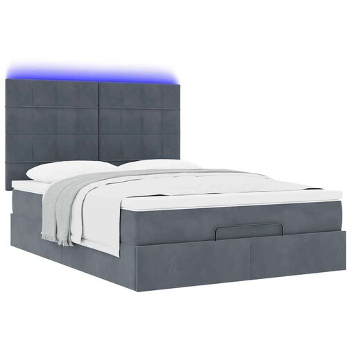  Otomanski krevet s madracima&amp;amp;amp LED tamnosivi 140x190cm bar&amp;scaron;unasti Slike