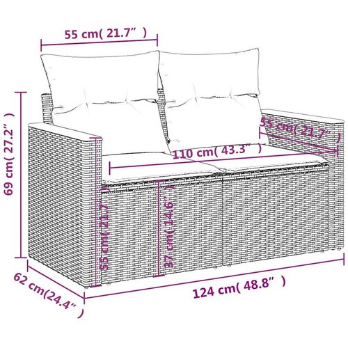  8-dijelni set vrtnih sofa od poliratana s jastucima crni Crna 61 x 62 x 69 cm Slike