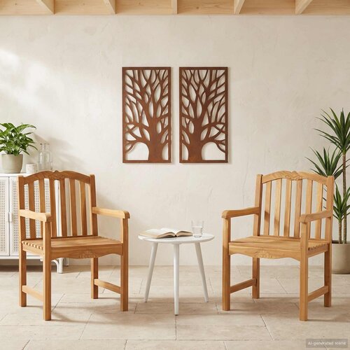  Vrtna stolica 2 pcs Prirodna 58 x 60 x 93 cm Čvrsto teak drvo Cijene