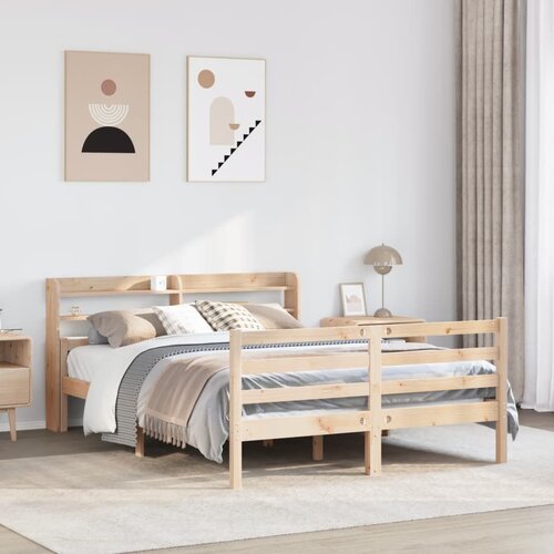vidaXL Posteljni okvir z vzglavjem 120x190 cm trdna borovina Cene