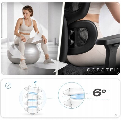 Sofotel Altis &amp;ndash; Ergonomska uredska stolica s podesivim naslonom in 4D rokama, črna Slike