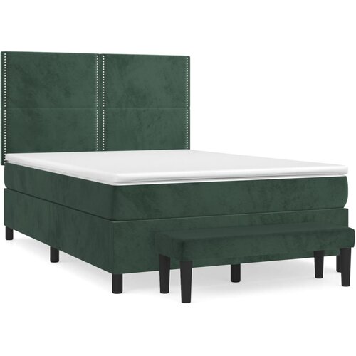 VidaXL Box spring postelja z vzmetnico temno zelen 140x190 cm žamet, (20900410) Slike