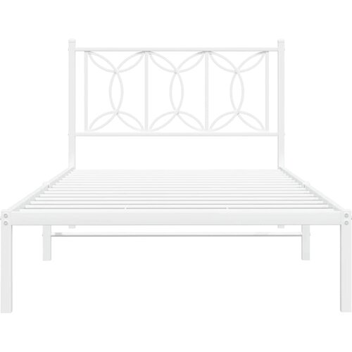  Metalni okvir za krevet s uzglavljem bijeli 100x200 cm Slike