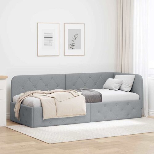  Kutni okvir kreveta Svijetlo siva 80 x 200 cm tkanina Cijene