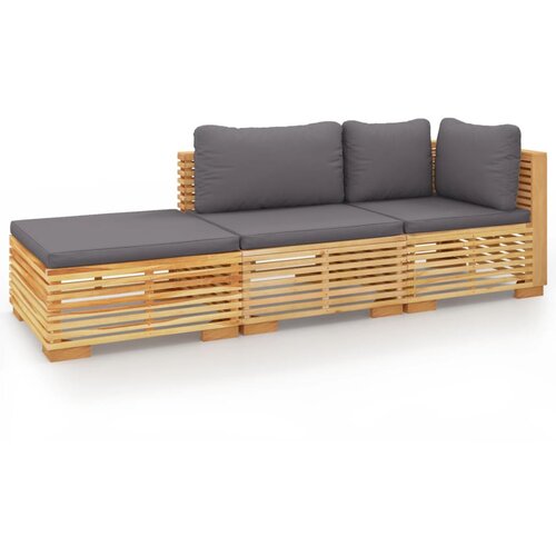 Maison Chic Seti vrtnega pohištva - Vrtna garnitura - Vrtni pohištvo set 3-delna z blazinami trdna tikovina, (21810895) Cene