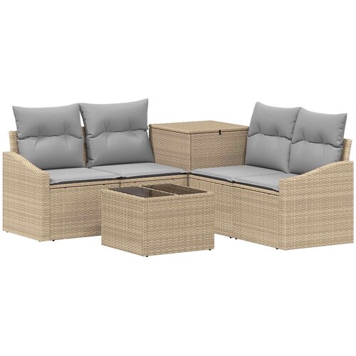  Set sofe 6 kom. Bež i svijetlo siva Poli Rattan i čelik Slike