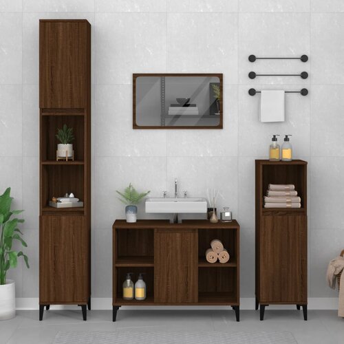 vidaXL Ormarić za umivaonik boja Smeđi hrasta 80x33x60 cm drveni Cijene