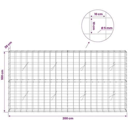  Gabion s žicom debljine 5 mm i mrežom 10x10 cm 200x20x100 cm - 20 cm 100 cm 200 cm Slike