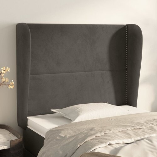 vidaXL Vzglavje z ušesi temno siv 103x23x118/128 cm žamet Cene