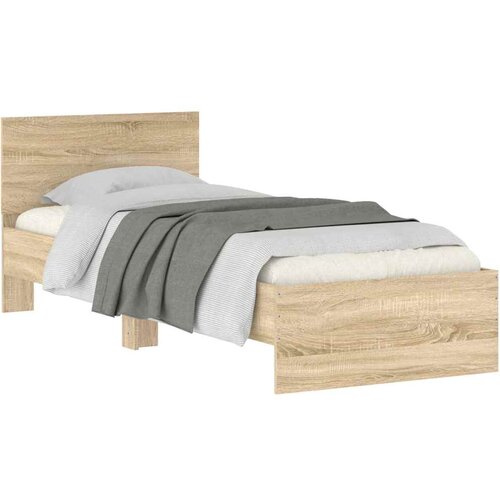  Okvir za krevet s uzglavljem boja hrasta 90x200 cm drveni Smeđa 90 x 200 cm Slike
