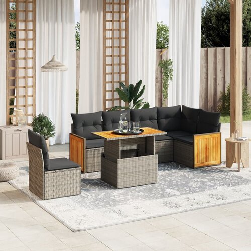 vidaXL 7-dijelni set vrtnih sofa sivi od poliratana Cijene