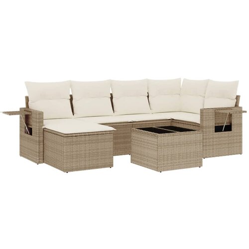 vidaXL 7-dijelni set vrtnih sofa od poliratana s jastucima bež Cijene